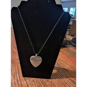 Vintage Estate Irish 925 Sterling Silver Connemara Marble Heart Necklace 19" 25g